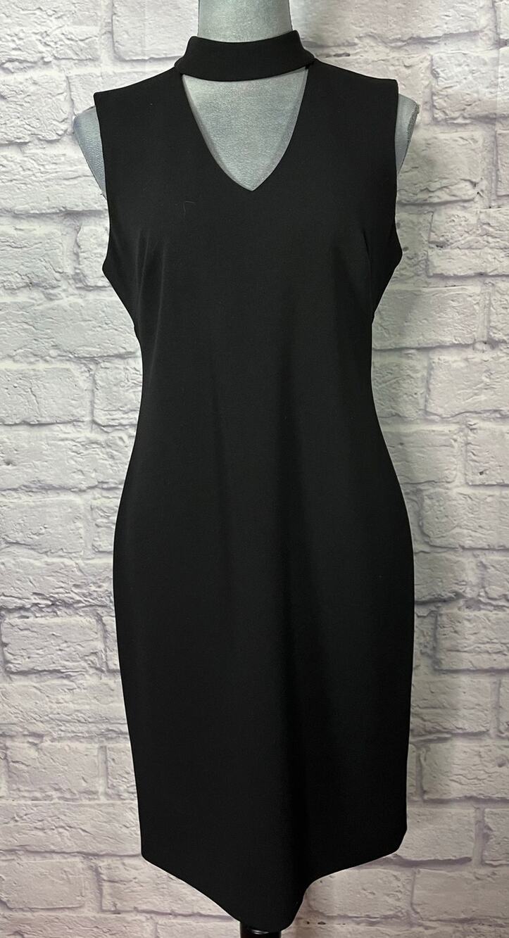 Calvin Klein Classic Bodycon Little Black Dress With Keyhole Neckline